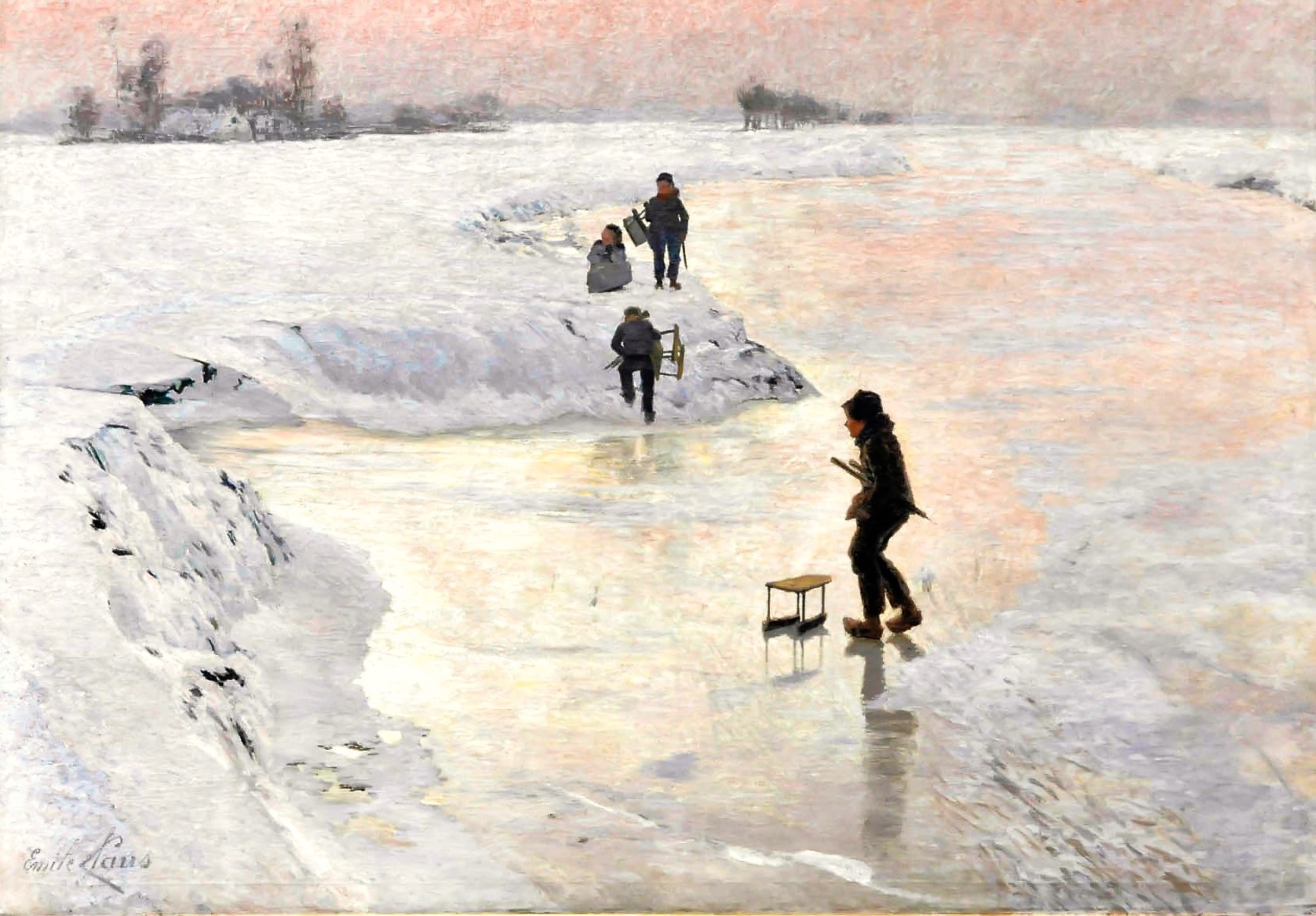 Emile Claus  (Saint-Elois-Vijve 1849-1924) Les patineurs, 1891