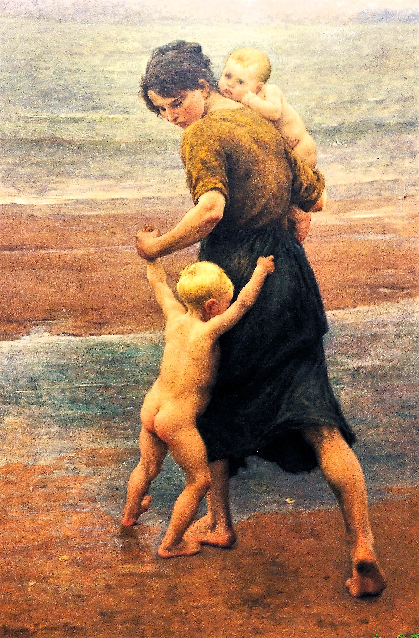 Virginie Breton (mariée au peintre Adrien Demont) -  Dans l'eau !