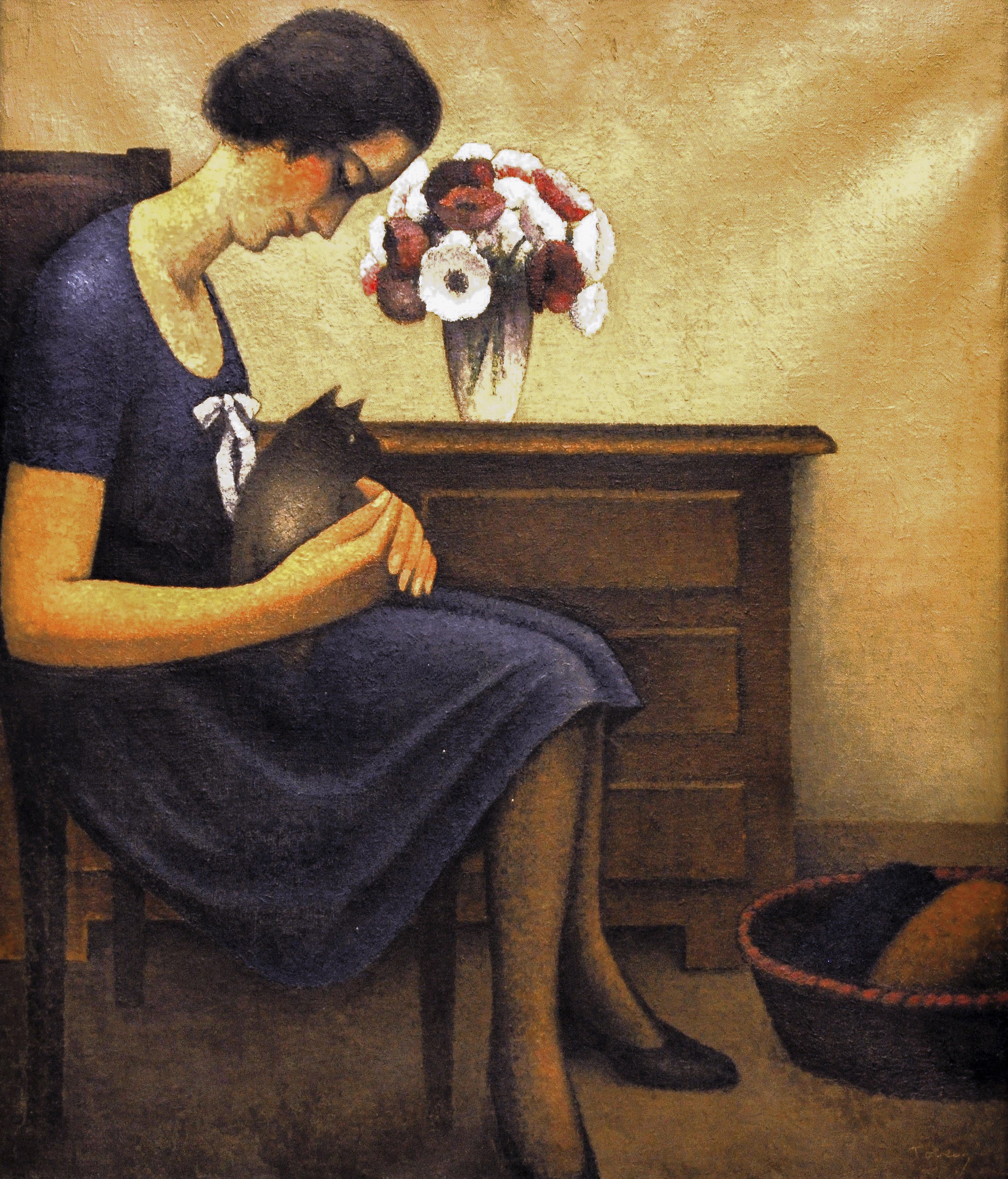 Jeune femme tenant son chat (Hortense)